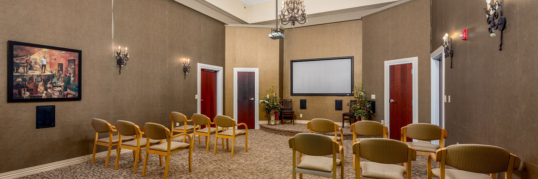 theater room at the Villages of Jackson Creek